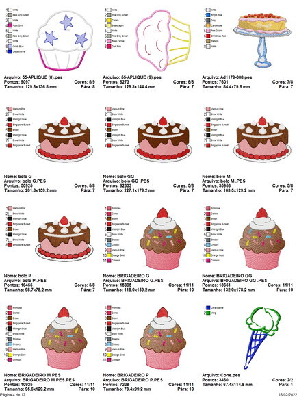 Matriz Bordado Pacote de Alimentos