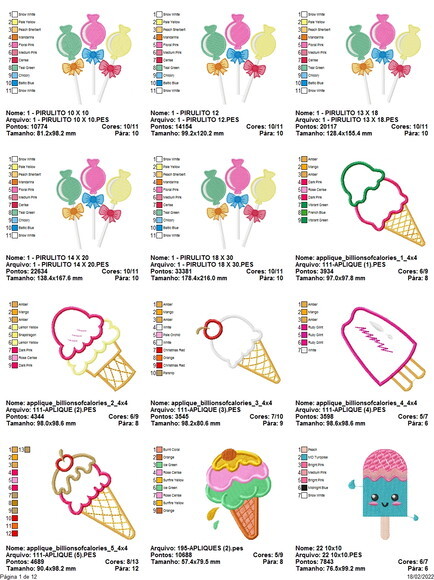 Matriz Bordado Pacote de Alimentos