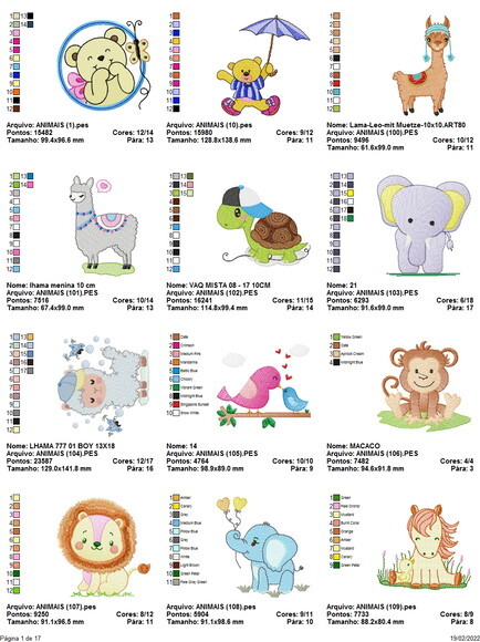 Matriz Bordado Pacote de Animais Safari