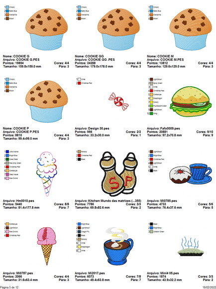 Matriz Bordado Pacote de Alimentos