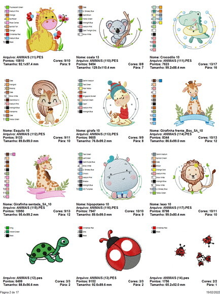 Matriz Bordado Pacote de Animais Safari