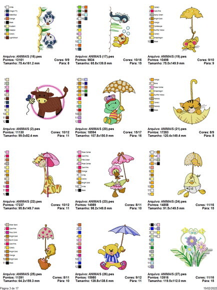 Matriz Bordado Pacote de Animais Safari