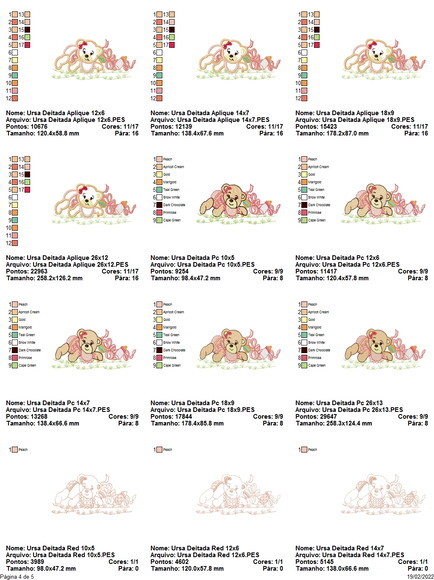 Matriz Bordado Pacote de Anjos e Ursos