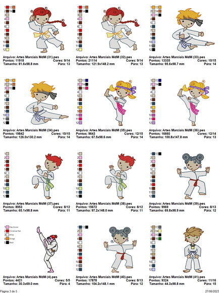 Matriz Bordado Pacote de Artes Marciais