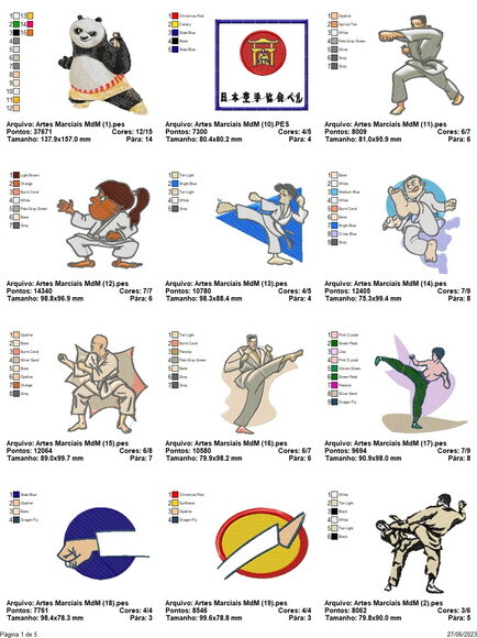 Matriz Bordado Pacote de Artes Marciais