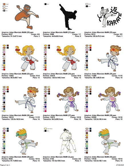 Matriz Bordado Pacote de Artes Marciais