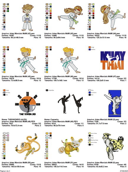 Matriz Bordado Pacote de Artes Marciais