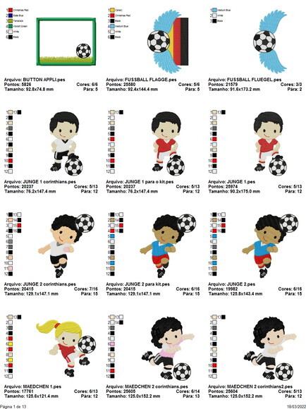 Matriz Bordado Pacote de Bebês Times Variados