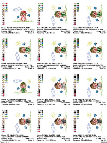 Matriz Bordado Pacote de Bebês Times Variados