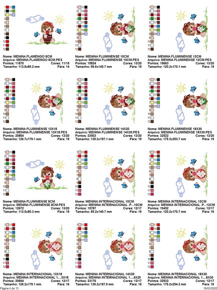 Matriz Bordado Pacote de Bebês Times Variados