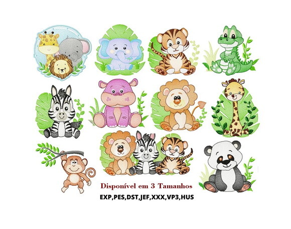 Matriz Bordado Pacote Safari Animais Bebê