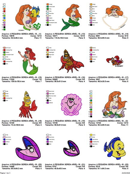 Matriz Bordado Pequena Sereia Ariel Pacote