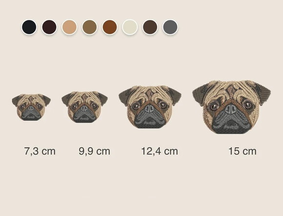 Matriz Bordado Pug Cão Rosto