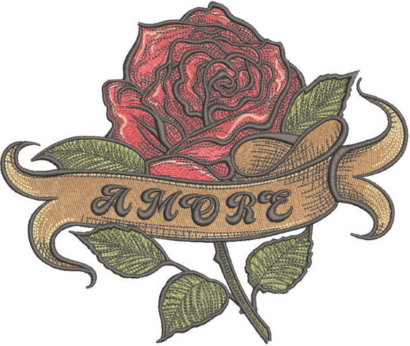Matriz Bordado Rosa Amore