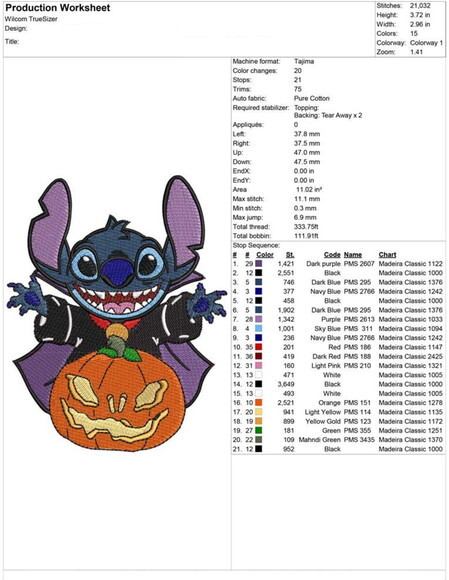 Matriz Bordado Stitch Haloween