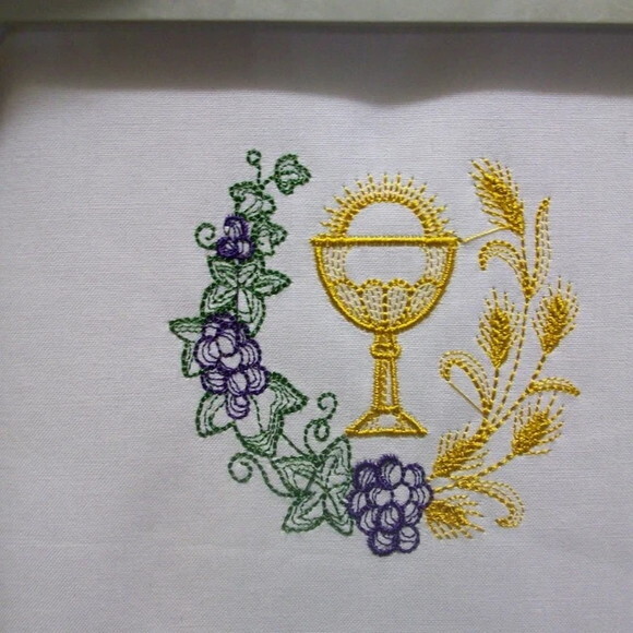 Matriz Bordado Taça Eucaristia Pão e Uva