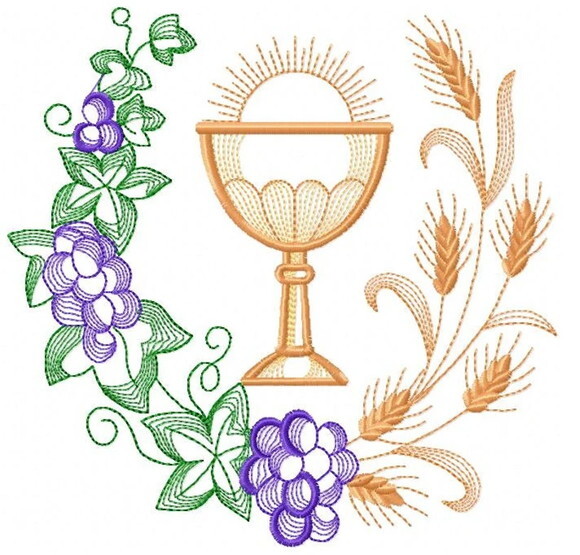 Matriz Bordado Taça Eucaristia Pão e Uva