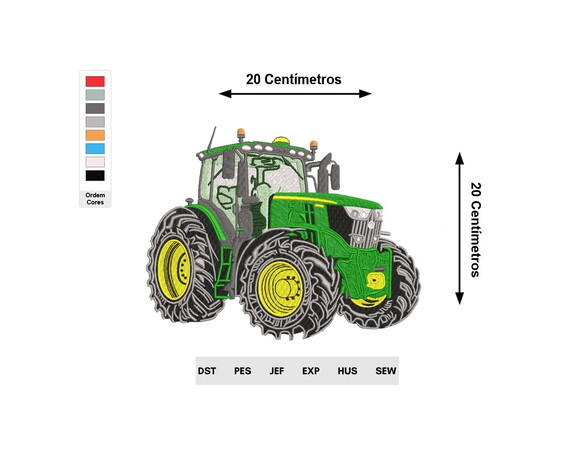 Matriz Bordado Trator Agrícola Verde 3