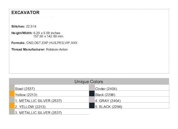 Matriz Bordado Trator Escavadeira Grande 7