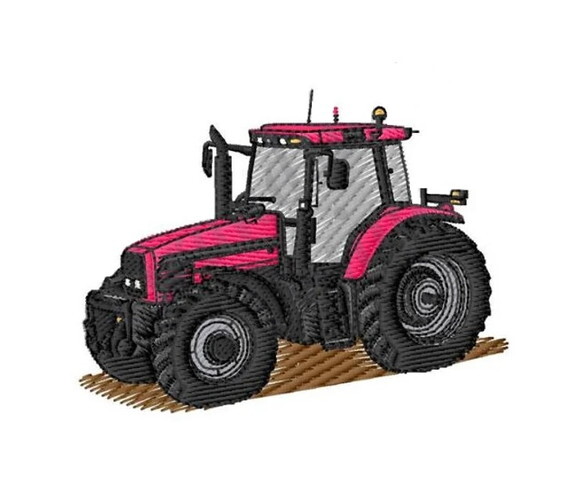Matriz Bordado Trator Vermelho 4 Tamanhos