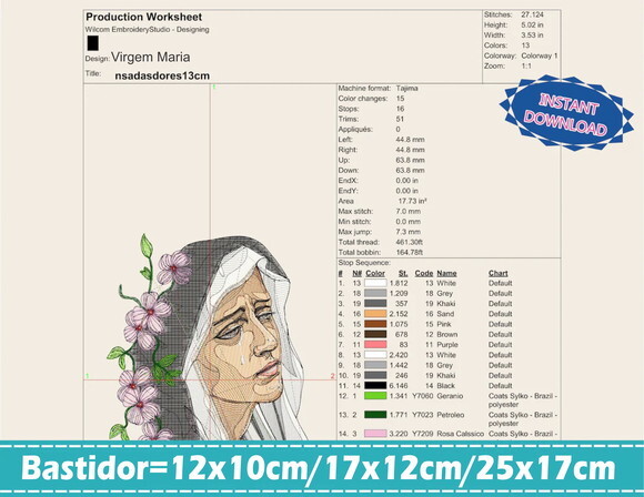Matriz Bordado Virgem Maria