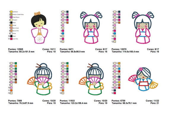 Matriz Bordados Bonecas Japonesas