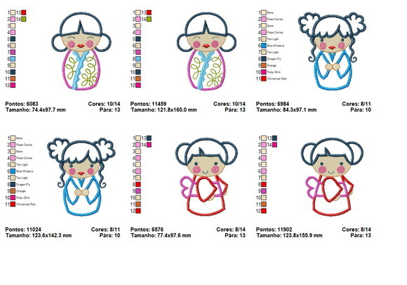 Matriz Bordados Bonecas Japonesas
