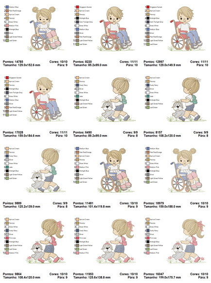 Matriz Bordados Meninos e Meninas Escolar Cadeirante