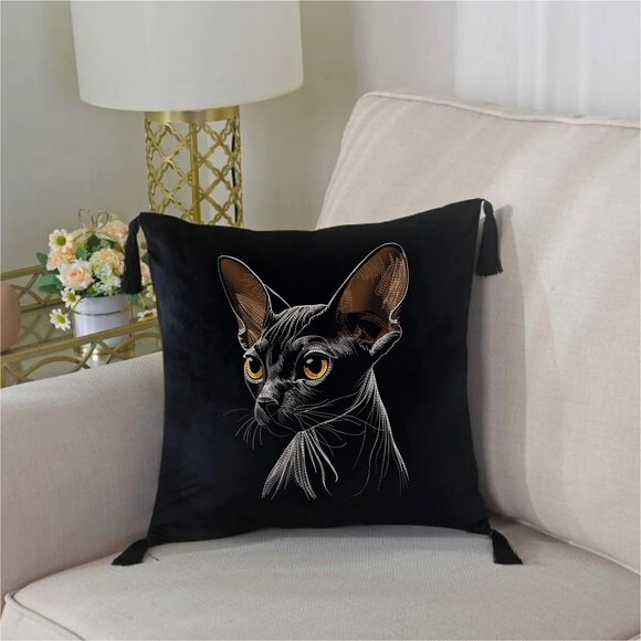 Matriz de Bordado Gato Sphynx Preto