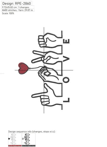Matriz de Bordado Love Arquivo Digital