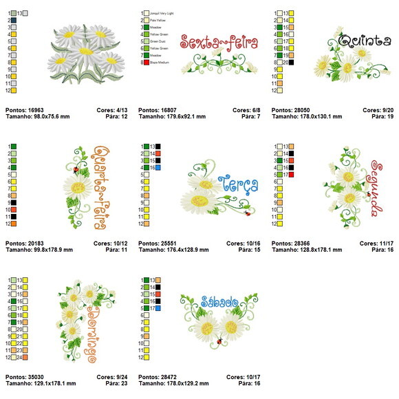 Matriz de Bordados Margaridas Semaninha