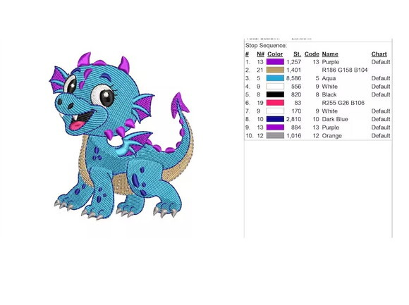 Matrizes Bordado Dragão Bebê 4 Modelos em 10cm