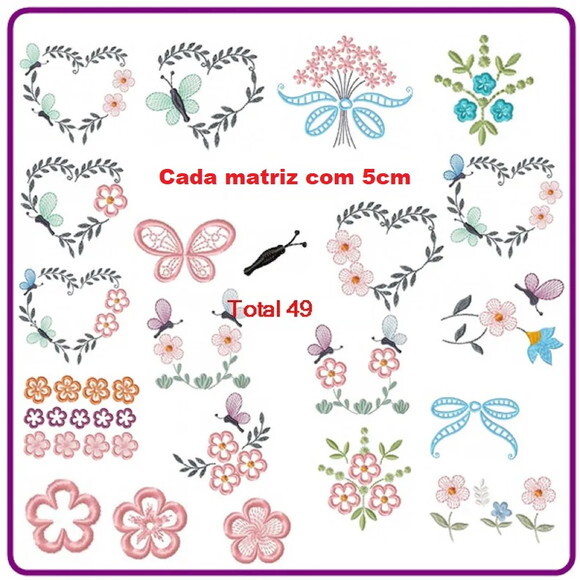 Matrizes de Bordado Pacote de Flores 49 Arquivos
