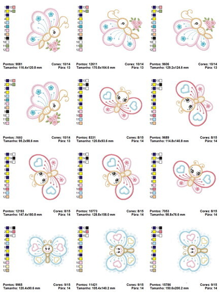 Matrizes de Bordados Borboletas Infantil