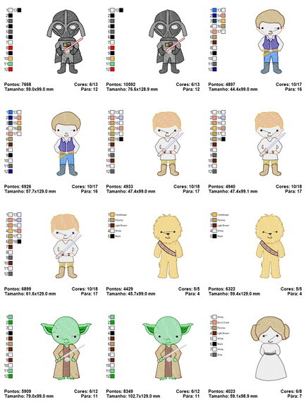 Matrizes de Bordados StarWars Infantil