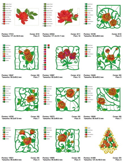 Pacotão de Matrizes Bordados Rosas