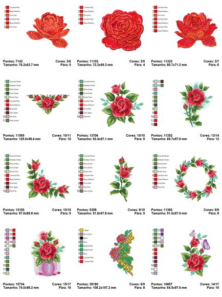 Pacotão de Matrizes Bordados Rosas