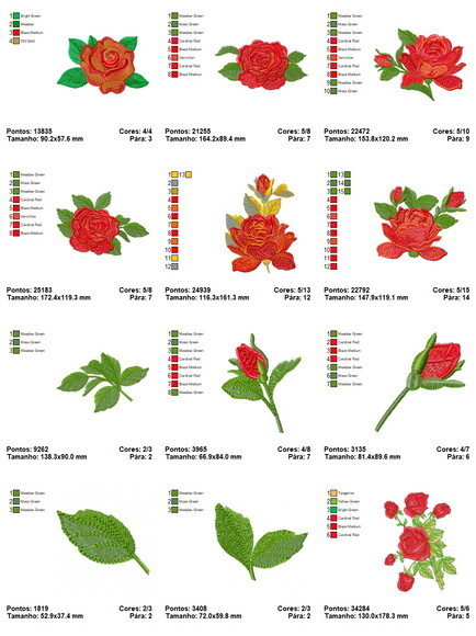 Pacotão de Matrizes Bordados Rosas