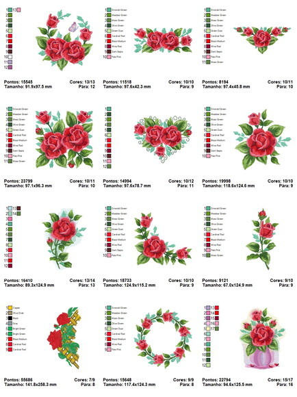 Pacotão de Matrizes Bordados Rosas
