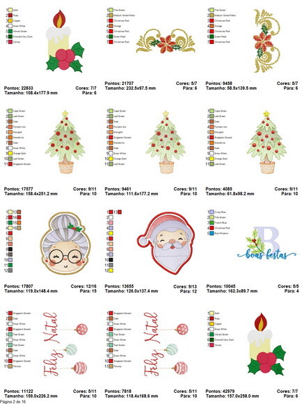 Pacote 190 matrizes de bordado Natal e Ano Novo
