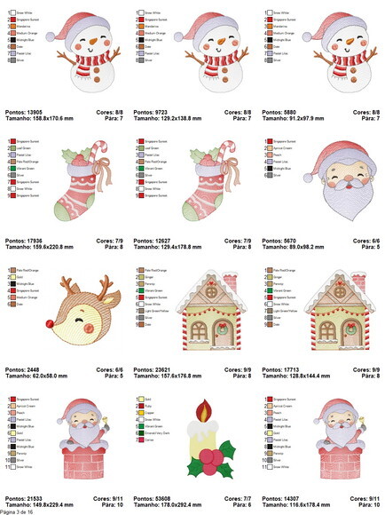 Pacote 190 matrizes de bordado Natal e Ano Novo