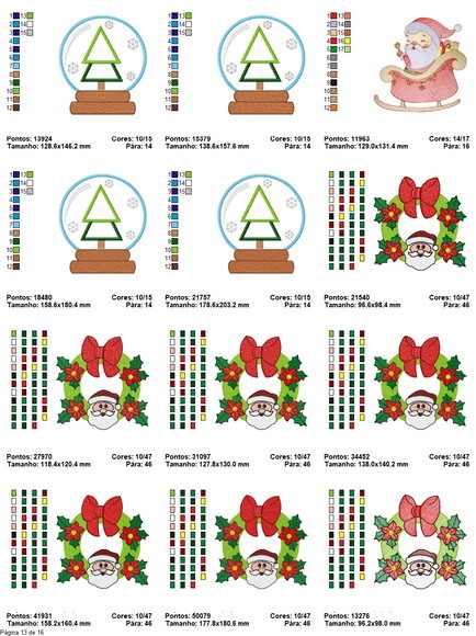 Pacote 190 matrizes de bordado Natal e Ano Novo