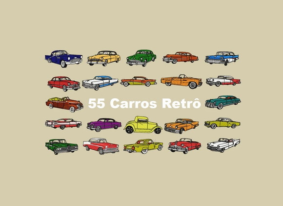 Pacote 55 Matrizes de Bordado Carros Retrô e Variados (pes)