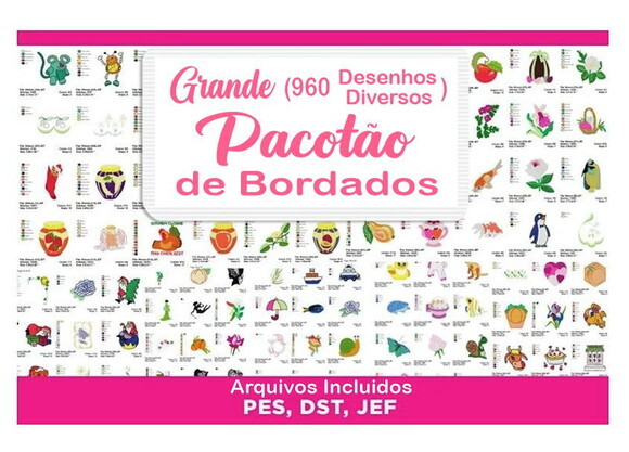 Pacote de 960 Matrizes de Bordados Diversos