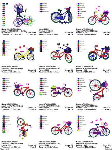 Pacote Matriz Bordado Bicicletas
