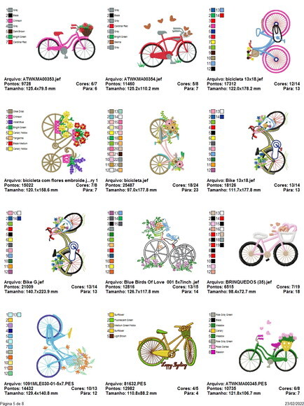Pacote Matriz Bordado Bicicletas