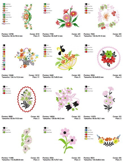 Pacote Matriz Bordados Flores