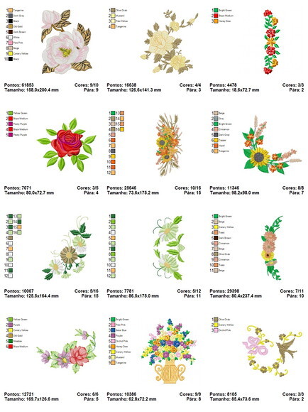 Pacote Matriz Bordados Flores