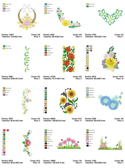 Pacote Matriz Bordados Flores