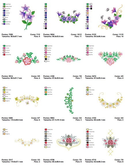 Pacote Matriz Bordados Flores